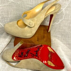 Christian Louboutin signed / autographed pair of leather heels